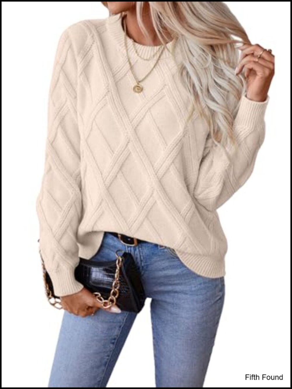 Cable Knit Crewneck Long Sleeve Pullover Sweater - Women's Fall Lightweight